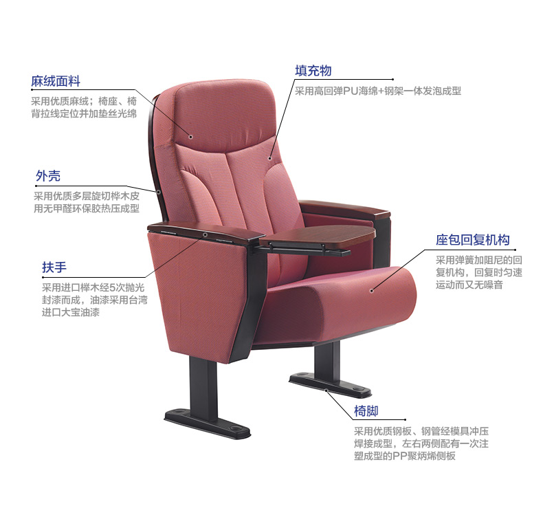 礼堂椅、礼堂排椅、阶梯式排椅